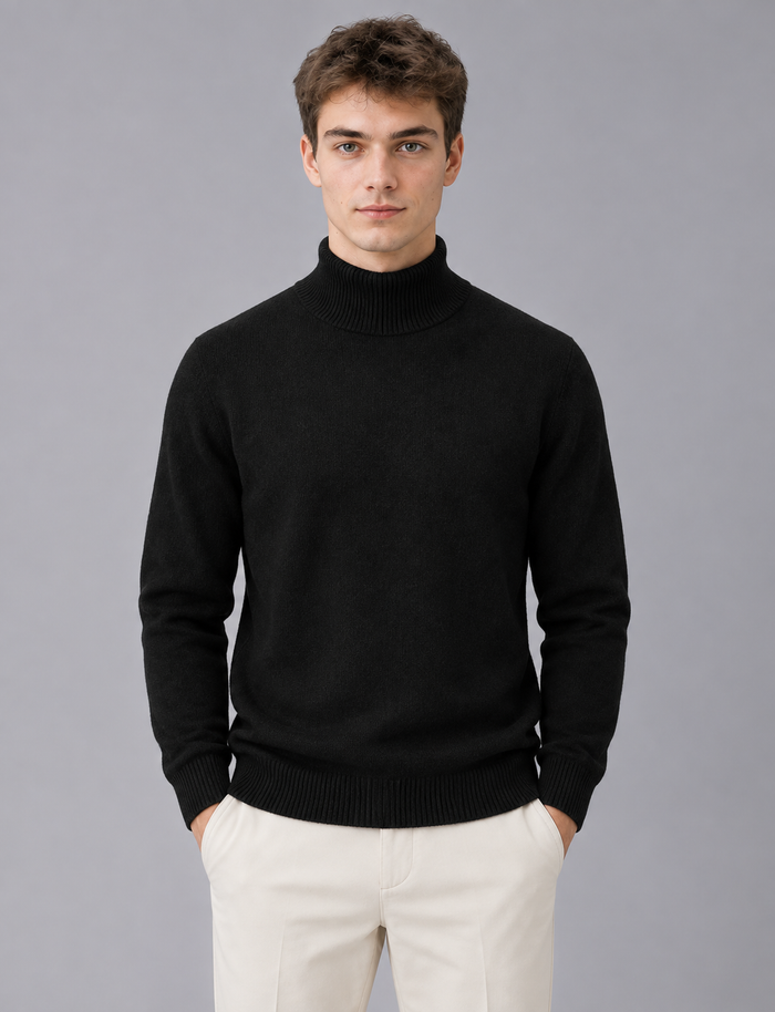 Men's Ribbed Knit Turtleneck Jumper | Slim Fit Sweater