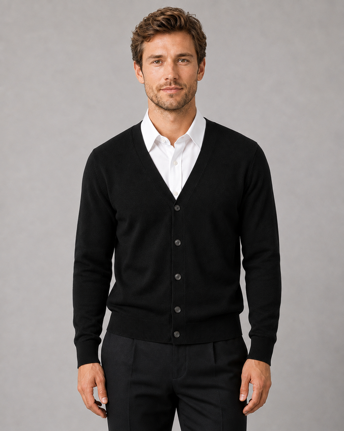 Men’s V-Neck Button-Front Cardigan