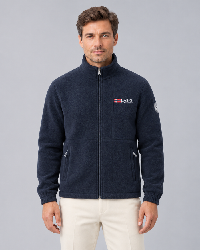 Men's Full-Zip Fleece Jacket | Stand Collar Winter Jacket