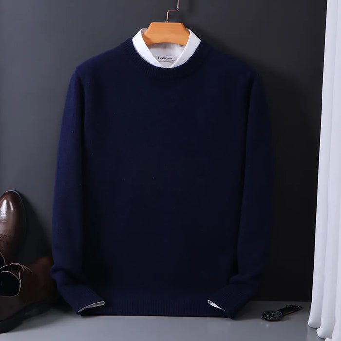 Men's Knitted Crew-Neck Jumper — Classic Pullover for Autumn & Winter