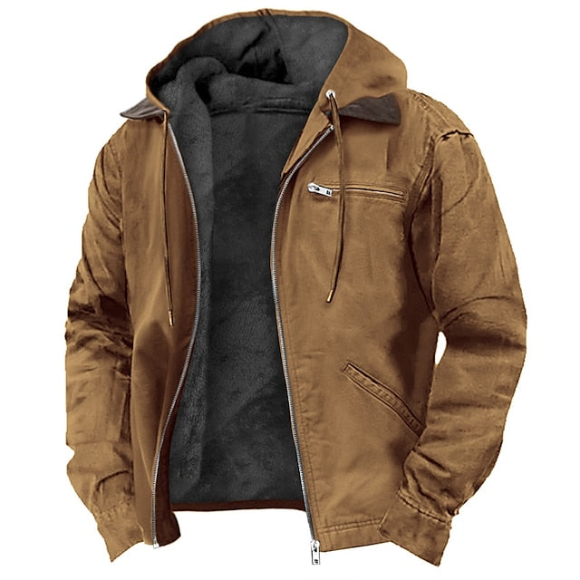 Men Quilted Parka Coat with Hood