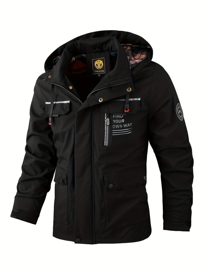 Men's Waterproof Winter Jacket with Adjustable Hood
