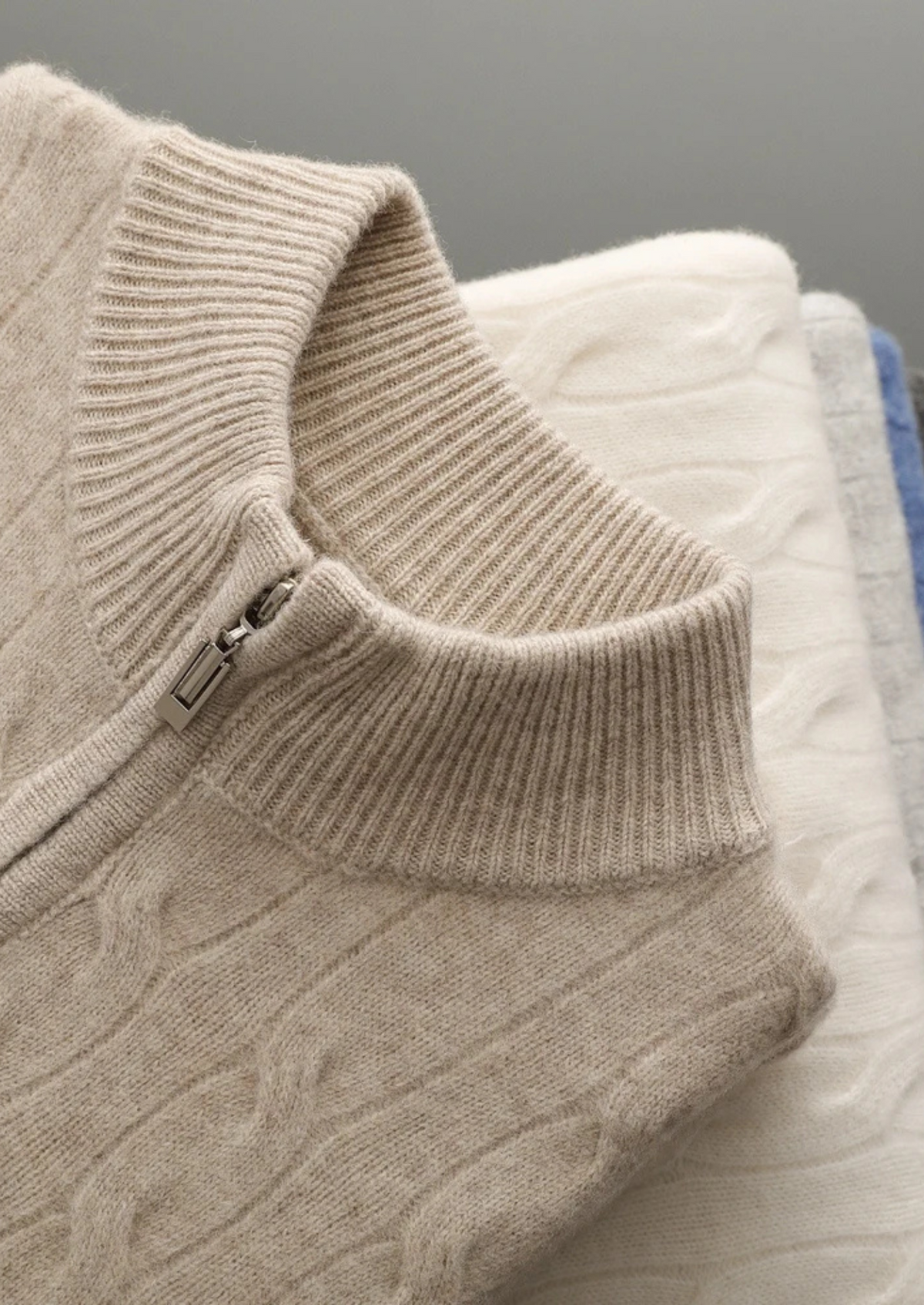 Cable Knit Wool Half Zip