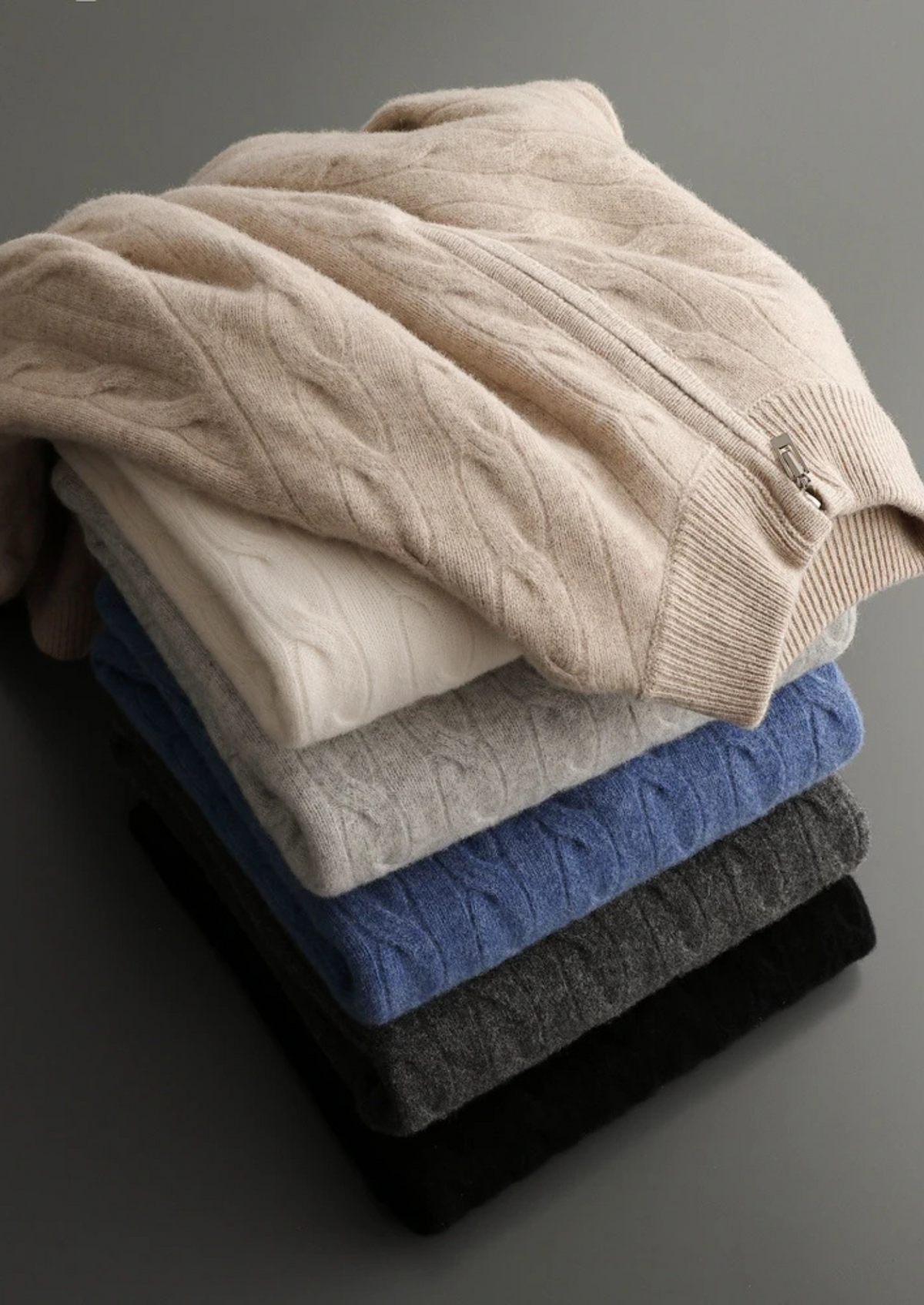 Cable Knit Wool Half Zip