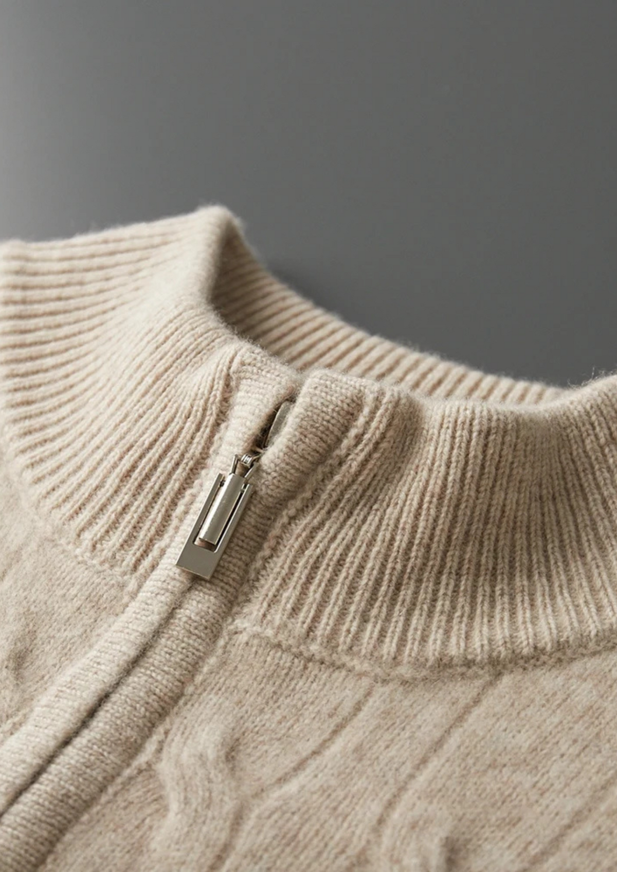 Cable Knit Wool Half Zip