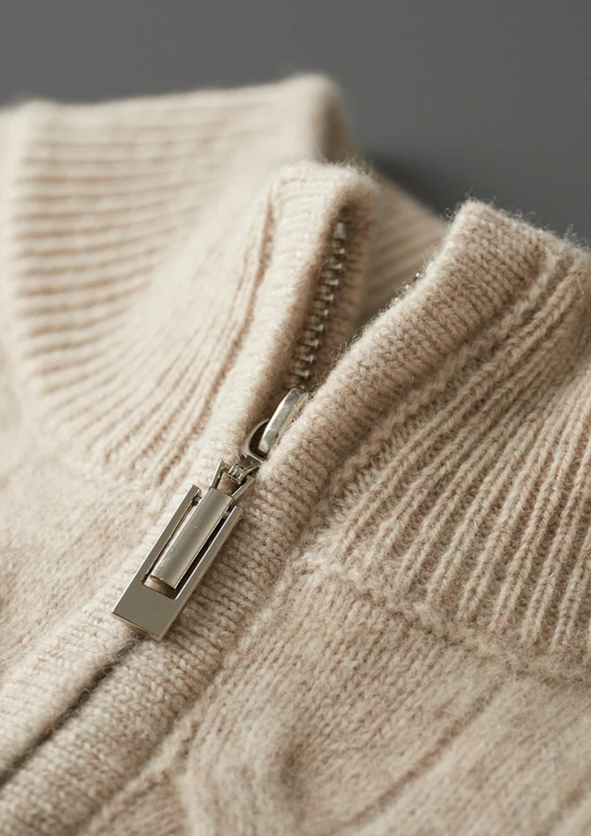 Cable Knit Wool Half Zip
