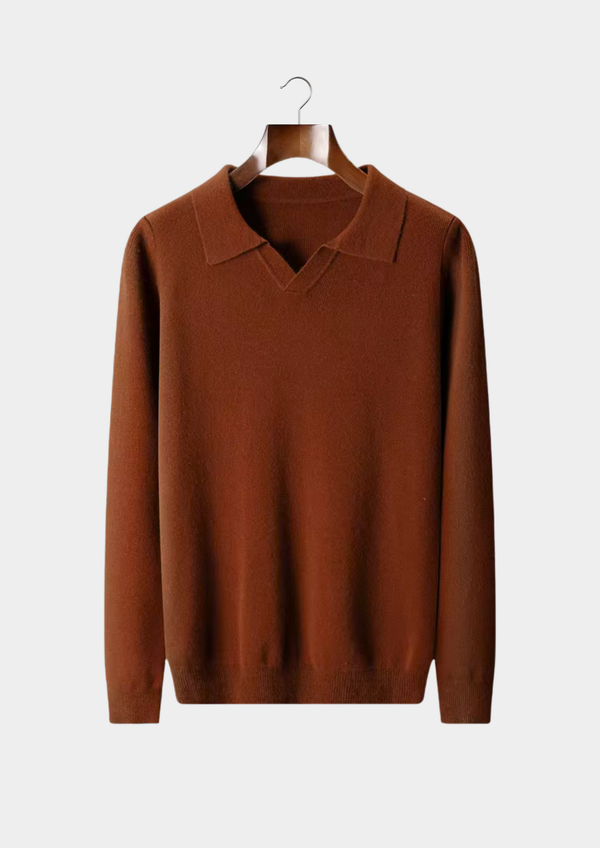 Ribbed Wool Buttonless Polo