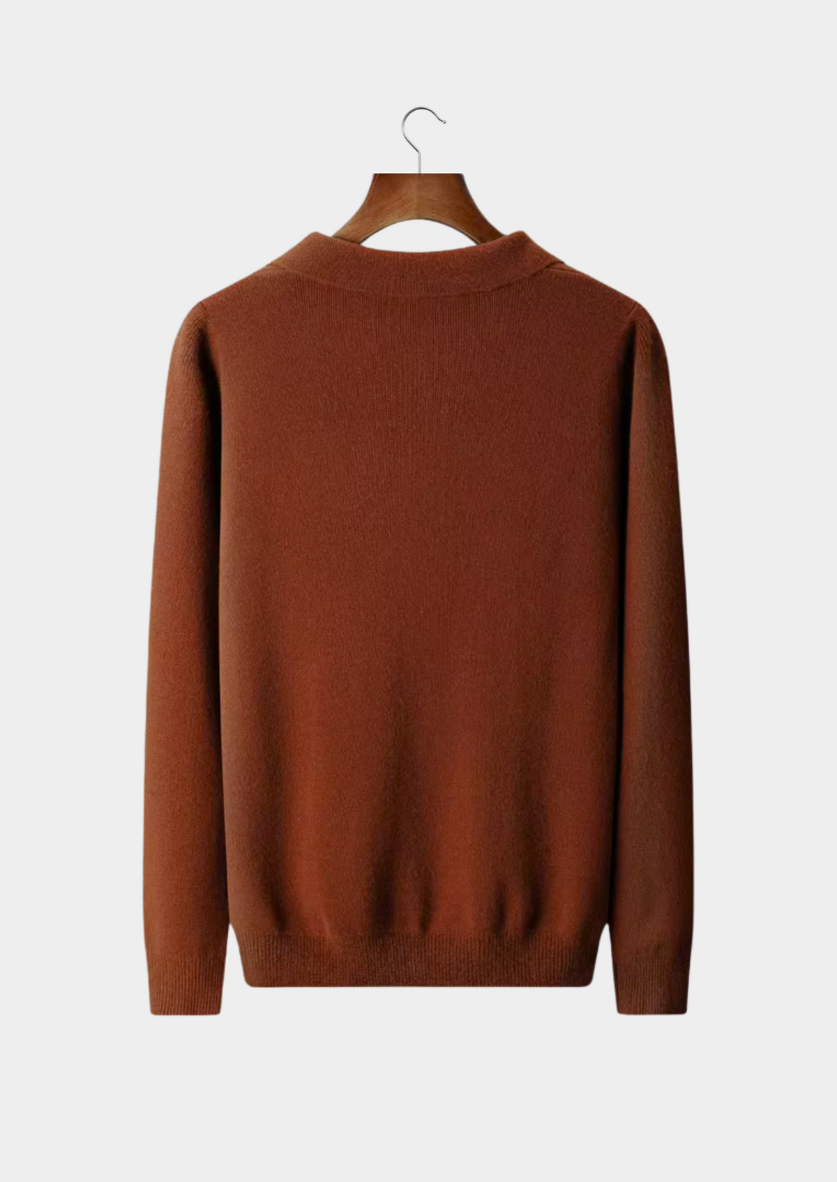 Ribbed Wool Buttonless Polo