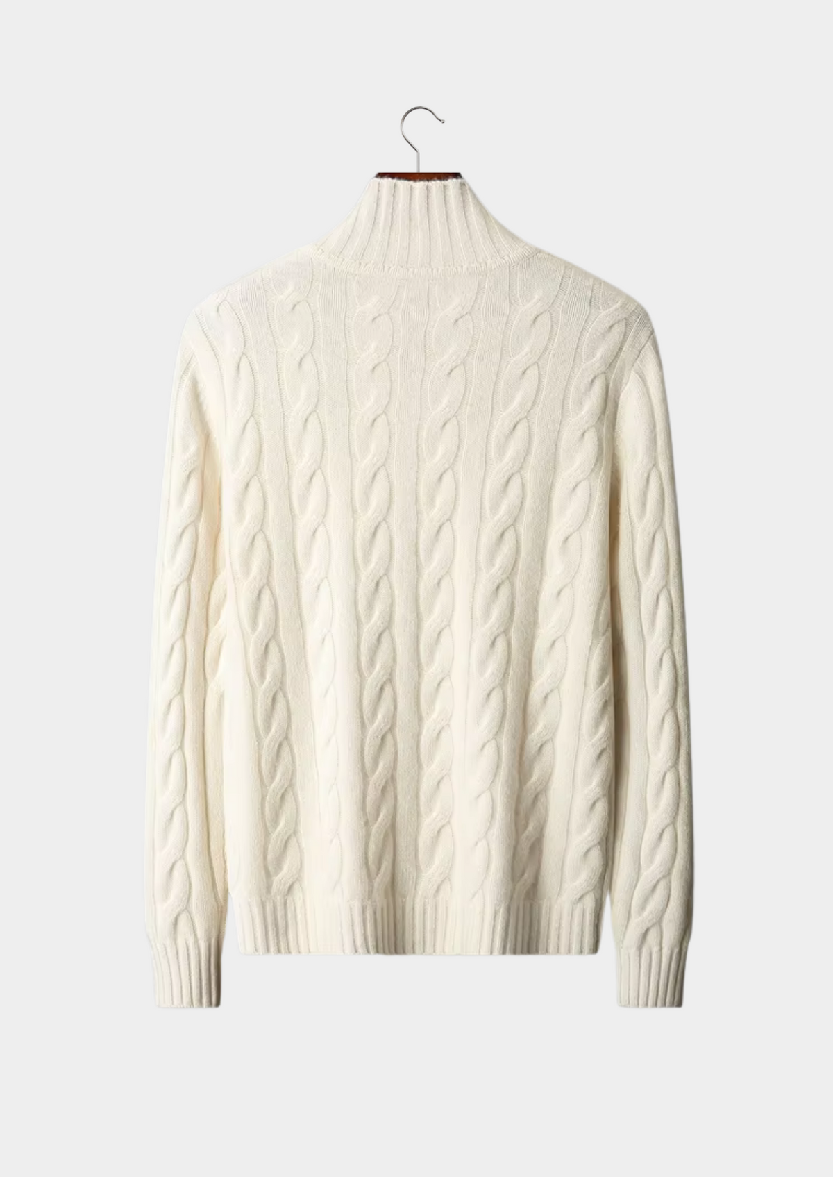 Two-Way Zip Wool Cable Cardigan