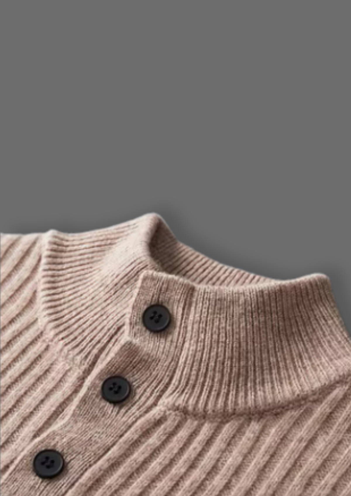Ribbed Wool Henley Sweater