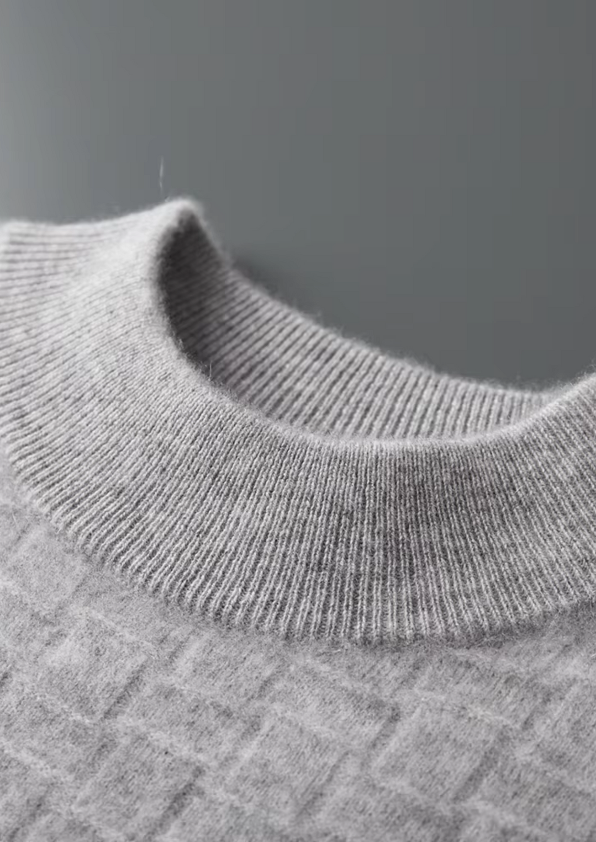 Textured Wool Mock Neck Sweater