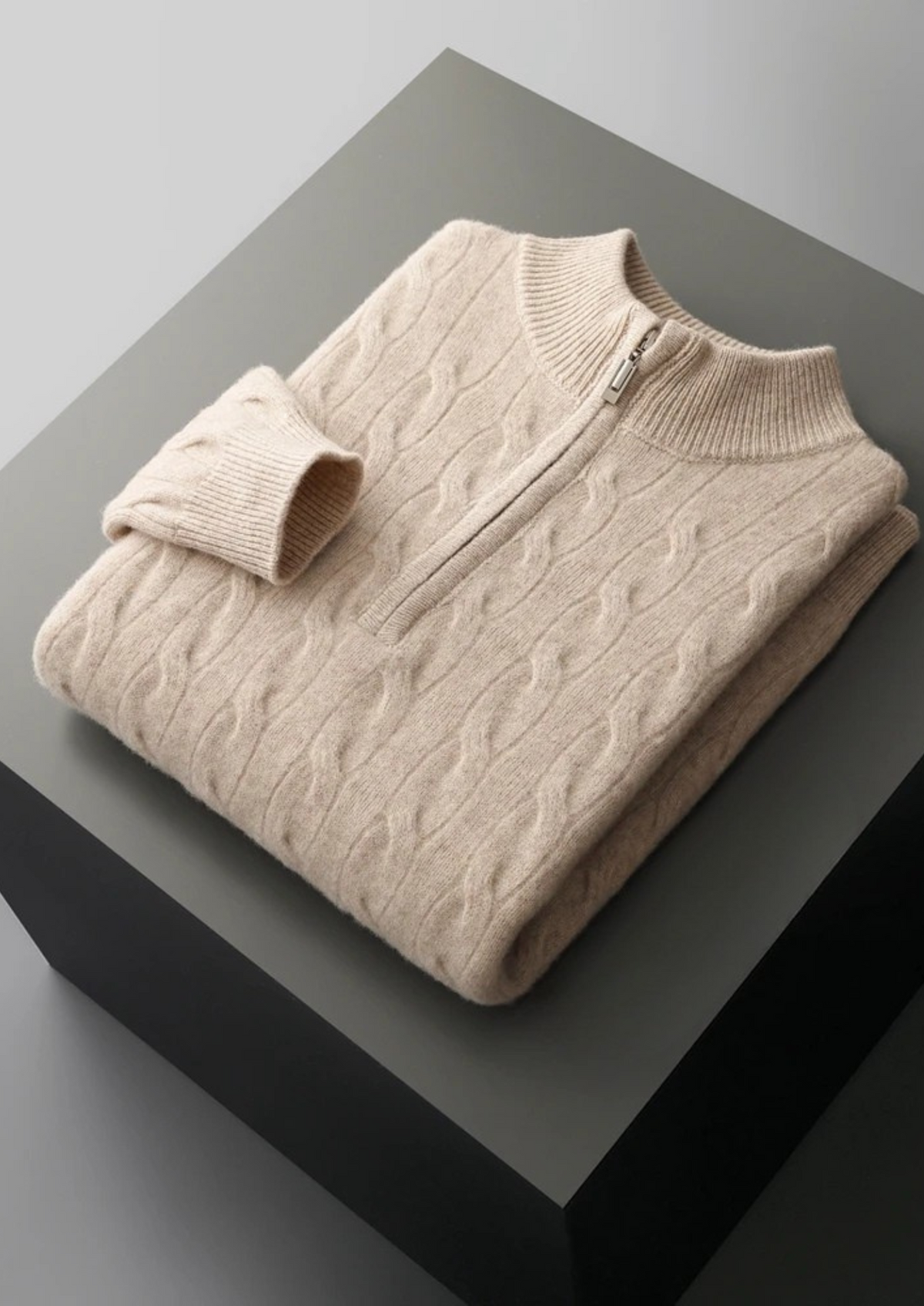 Cable Knit Wool Half Zip