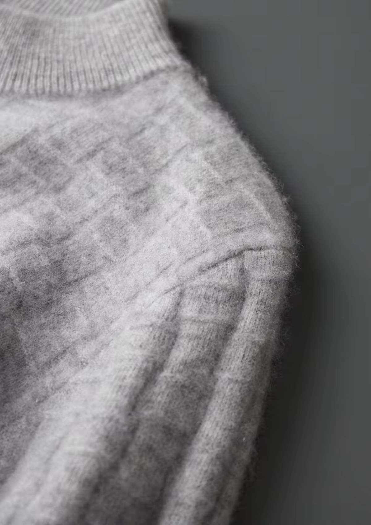 Textured Wool Mock Neck Sweater