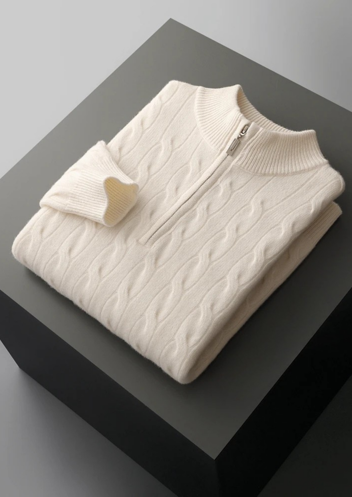 Cable Knit Wool Half Zip