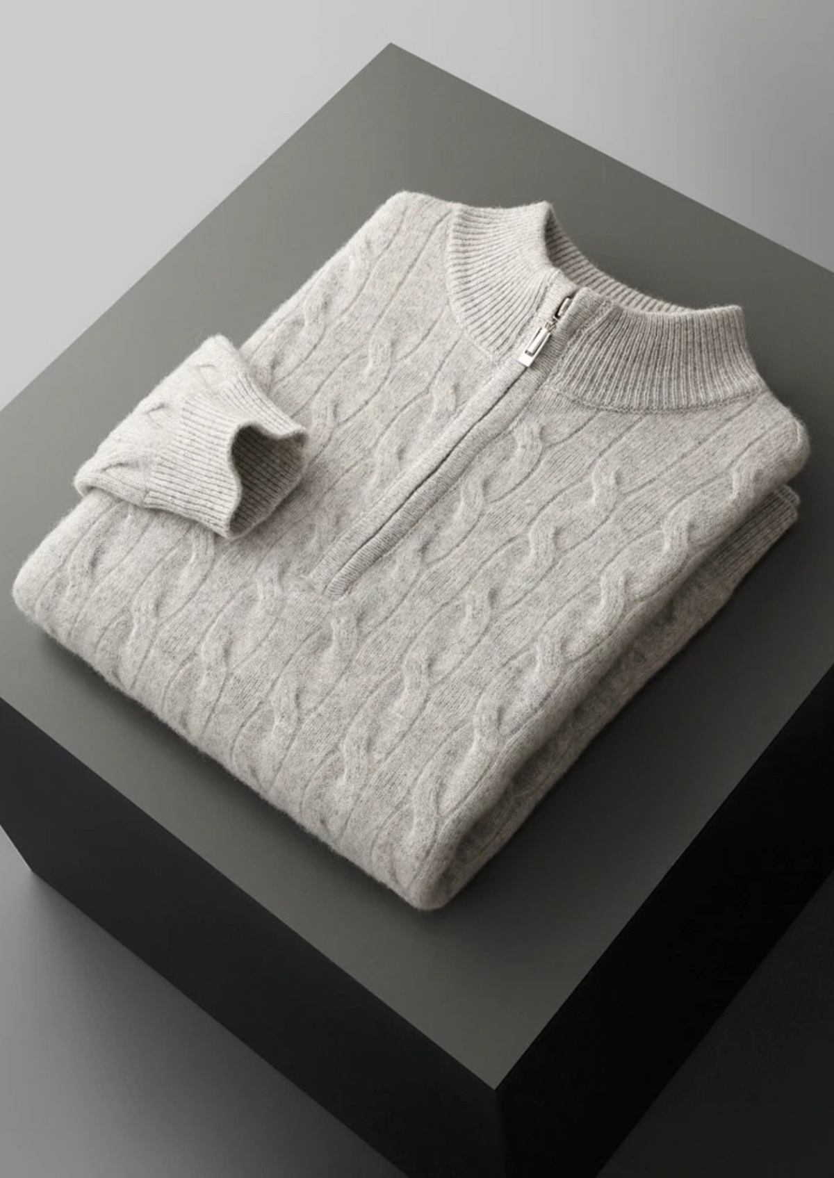 Cable Knit Wool Half Zip