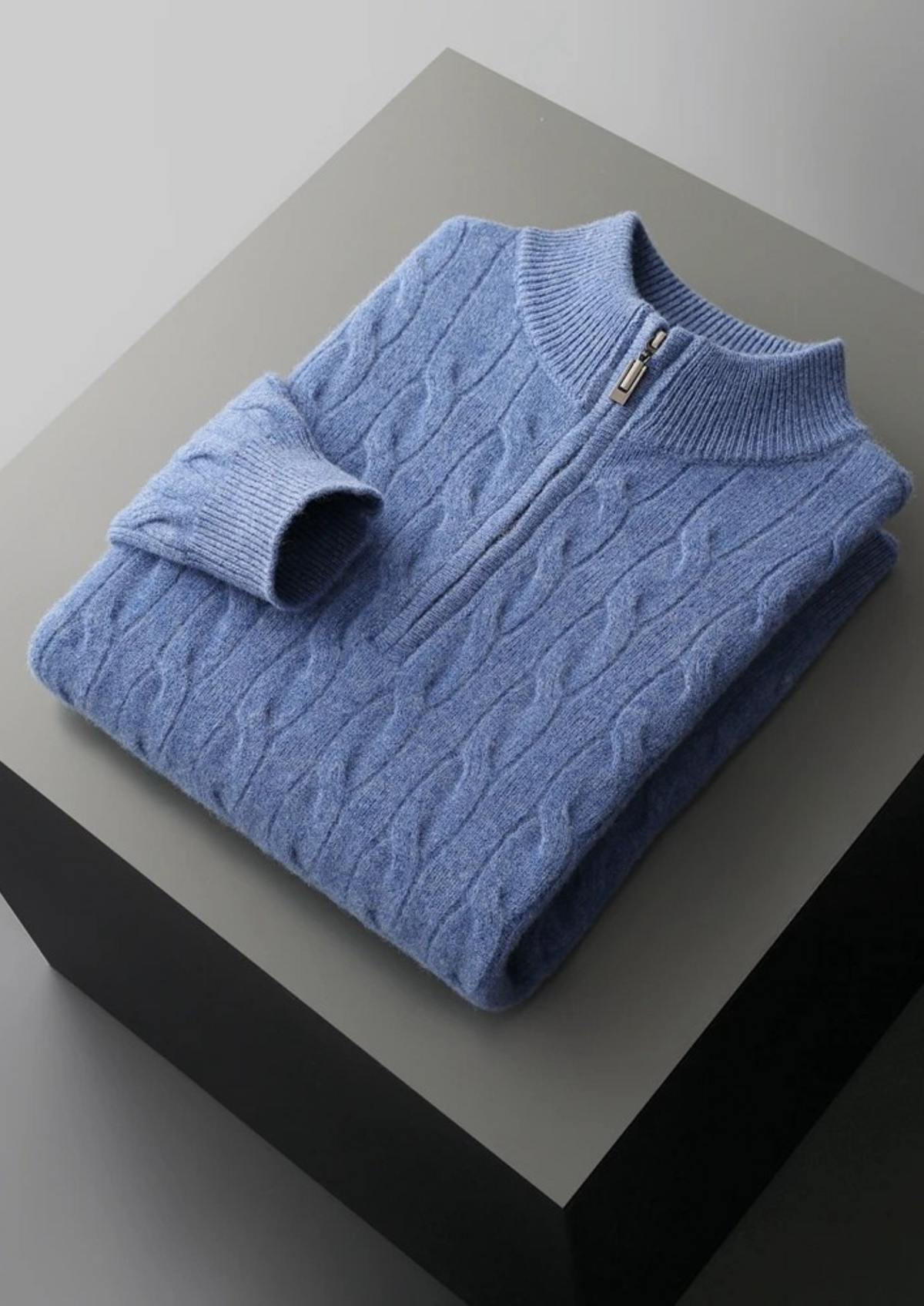 Cable Knit Wool Half Zip