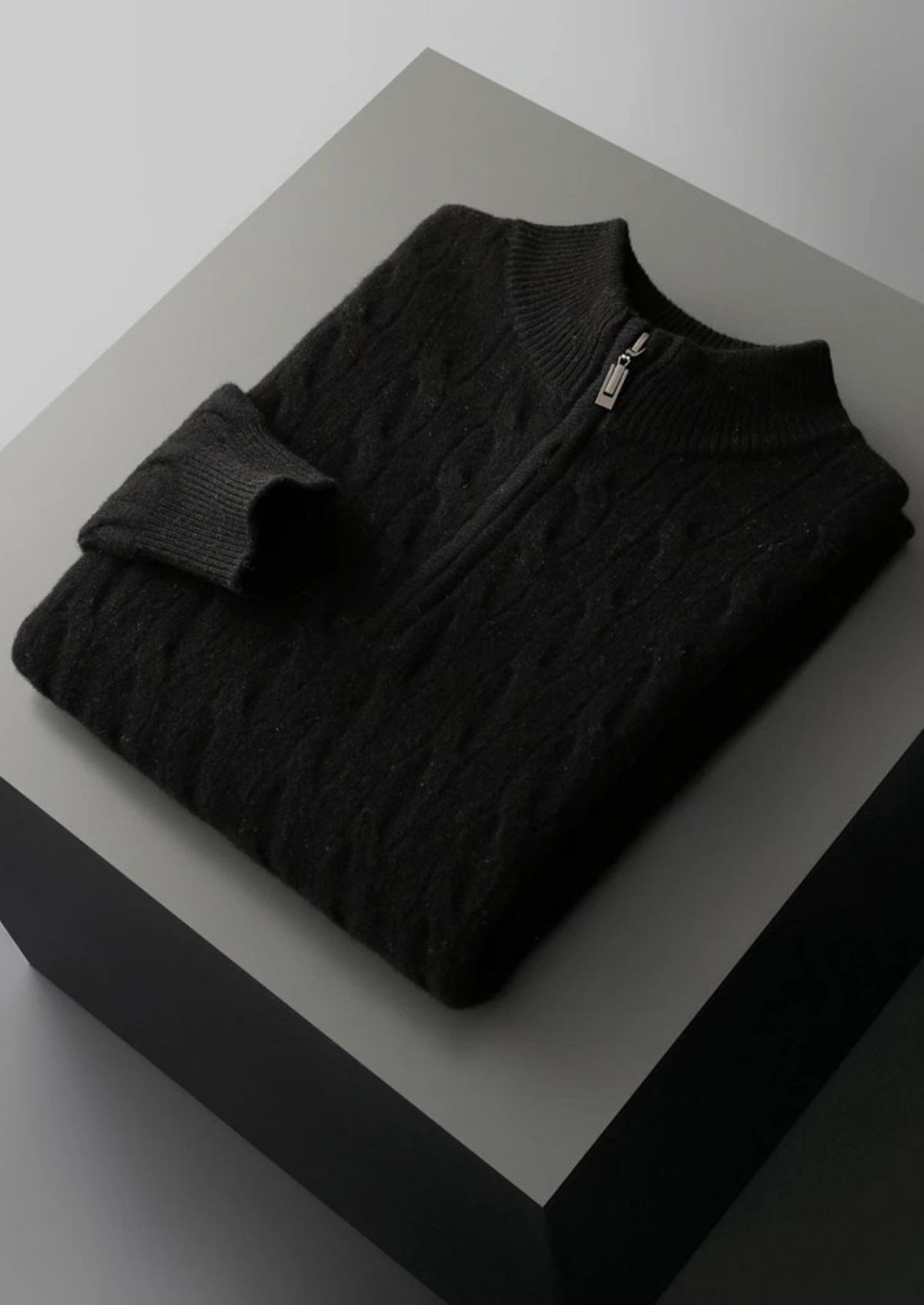 Cable Knit Wool Half Zip