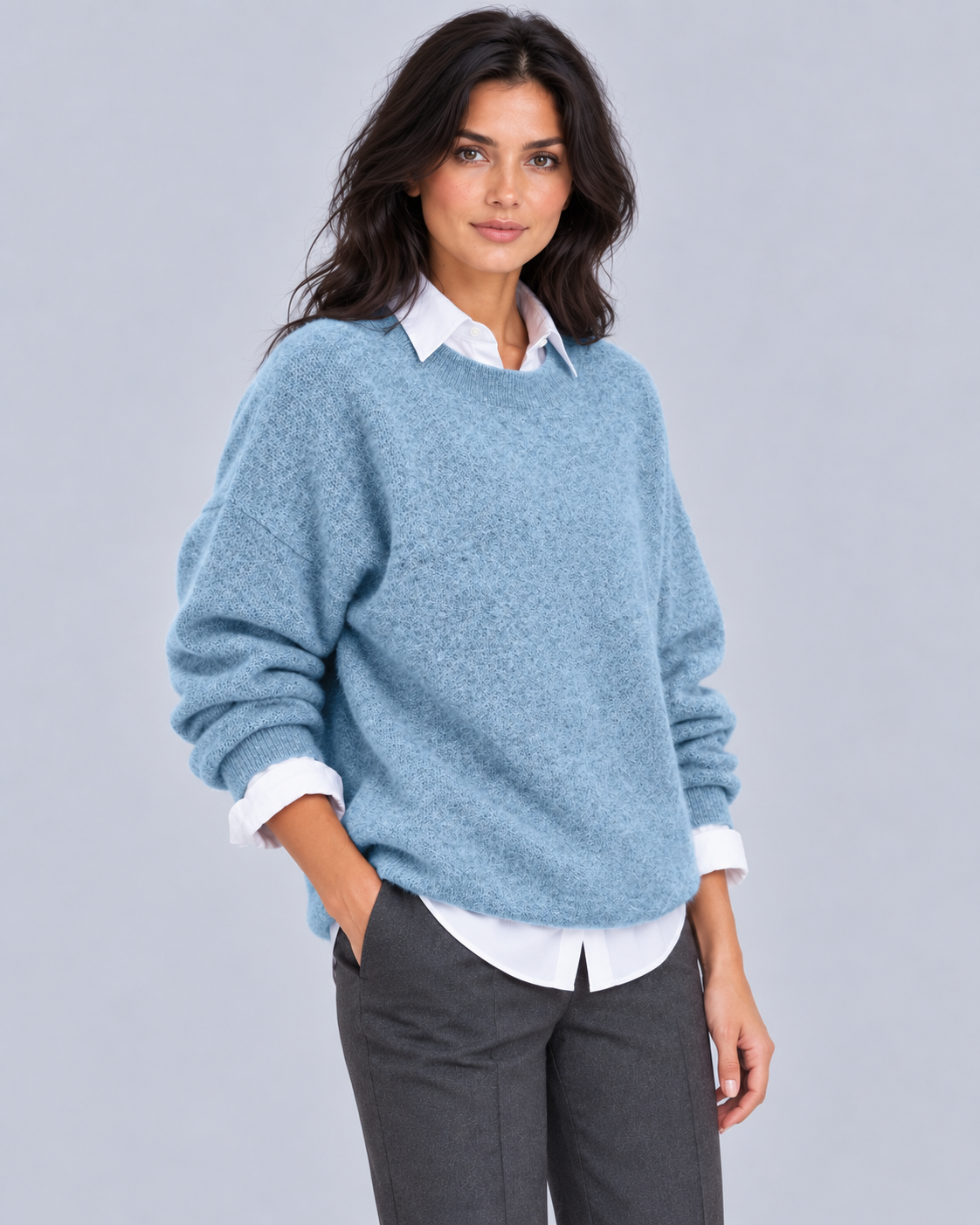 Women's 100% Cashmere Crew Neck Jumper | Oversized Fit Knitted Sweater