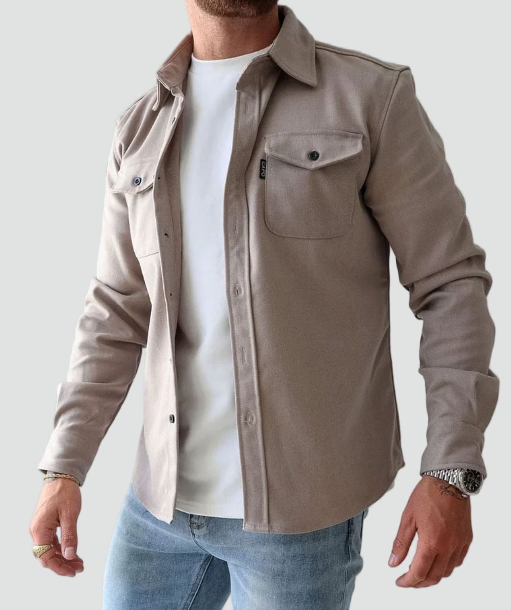 Casual Men's Shirt Jacket With Button Closure
