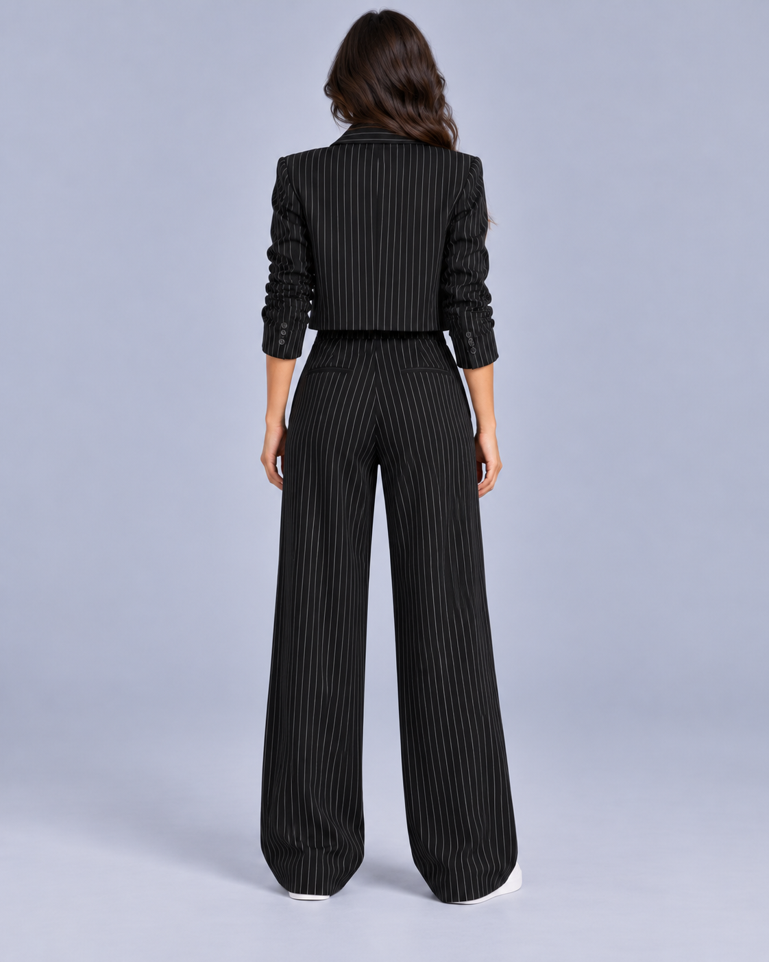 Women's Cropped Pinstripe Trouser Suit