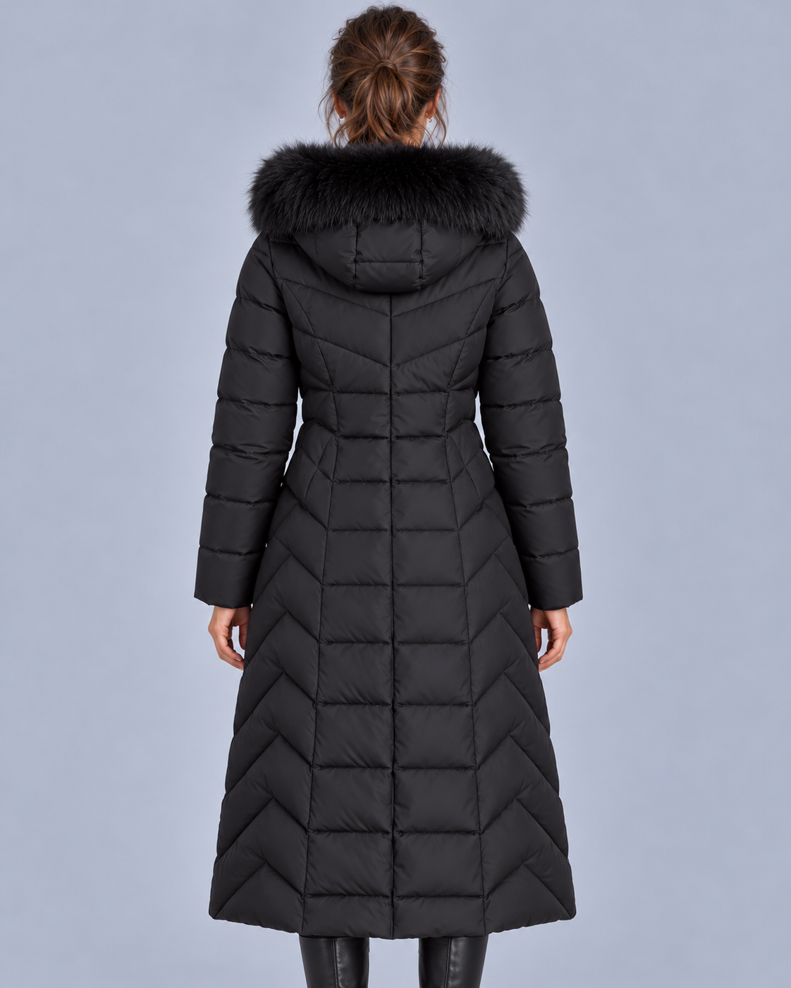 Women's Faux Fur Hooded Longline Puffer Coat