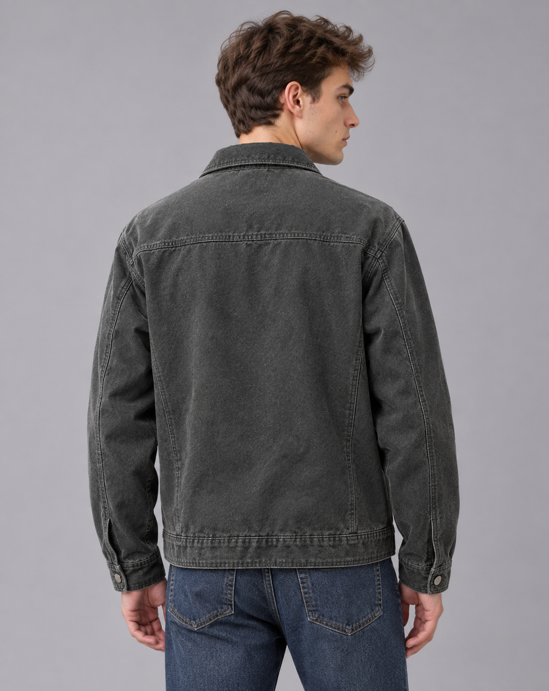 Men's Cotton Blend Workwear Jacket | Full-Zip with Point Collar