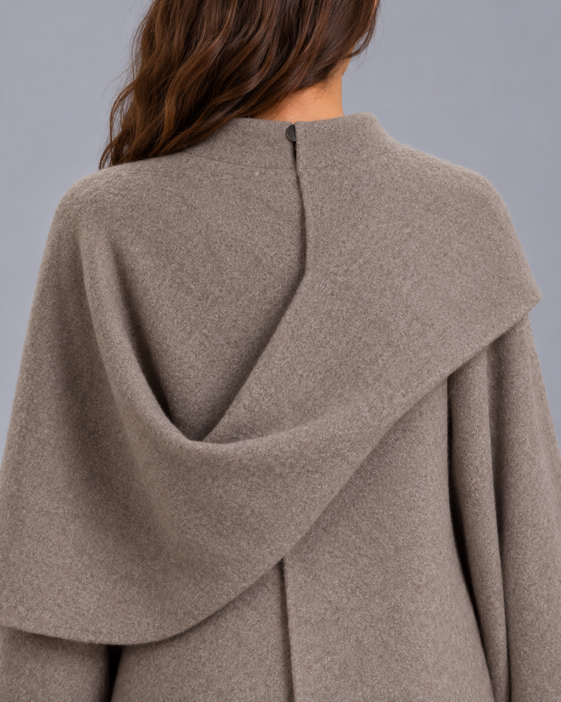 Women's Cape Coat with Built-In Scarf