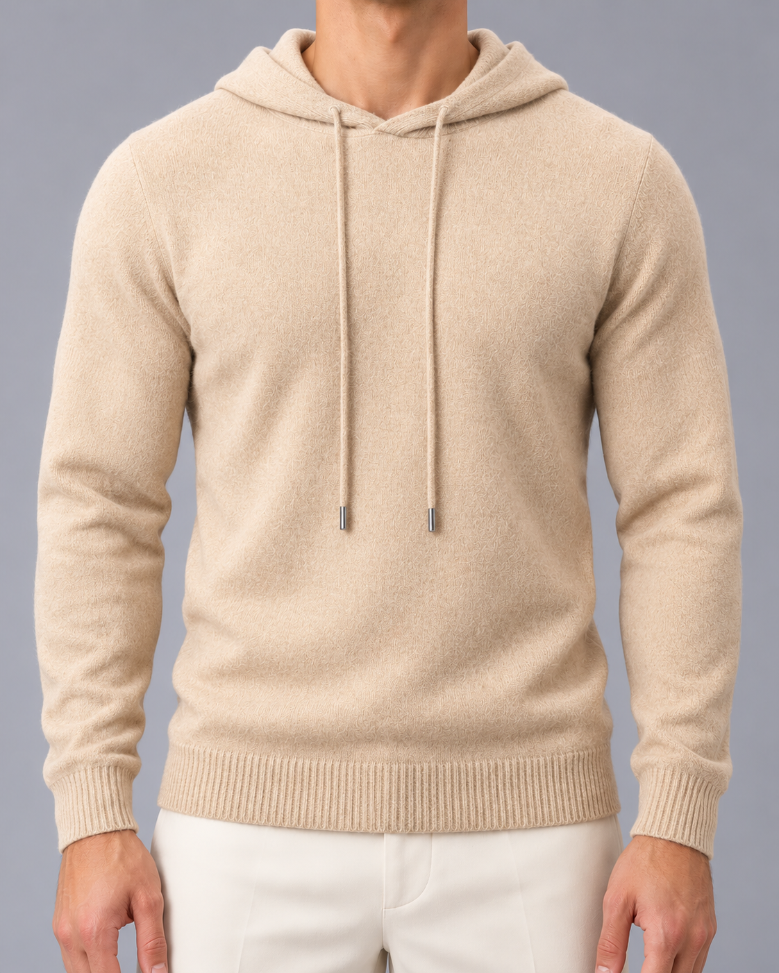 Men's Wool Knitted Hooded Jumper