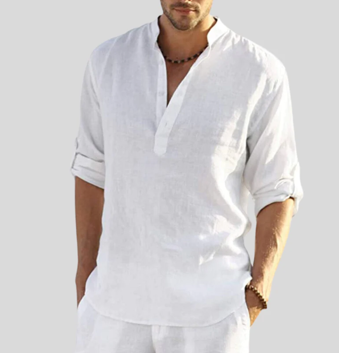 Men's Relaxed Fit Henley Shirt with Collar