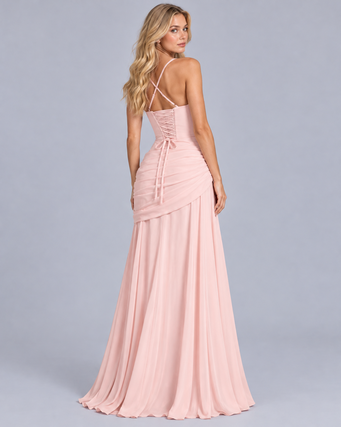 Women's Corset Maxi Dress with Draped Hip