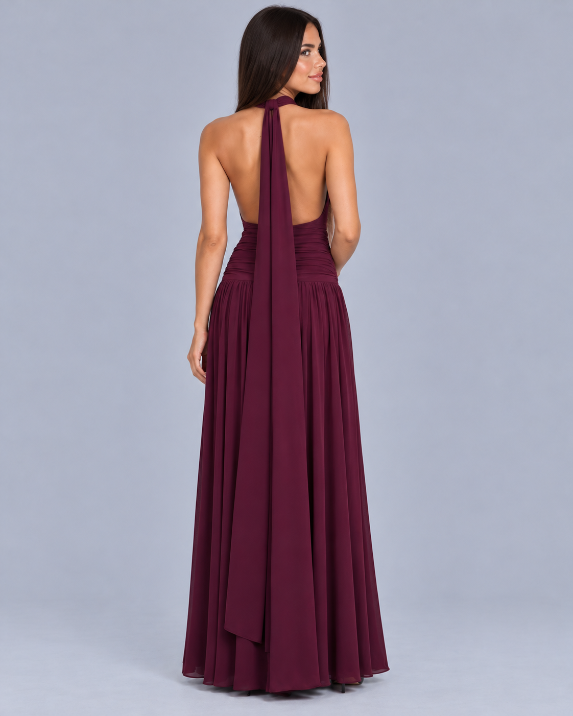 Women's Halter Maxi Dress with Open Back