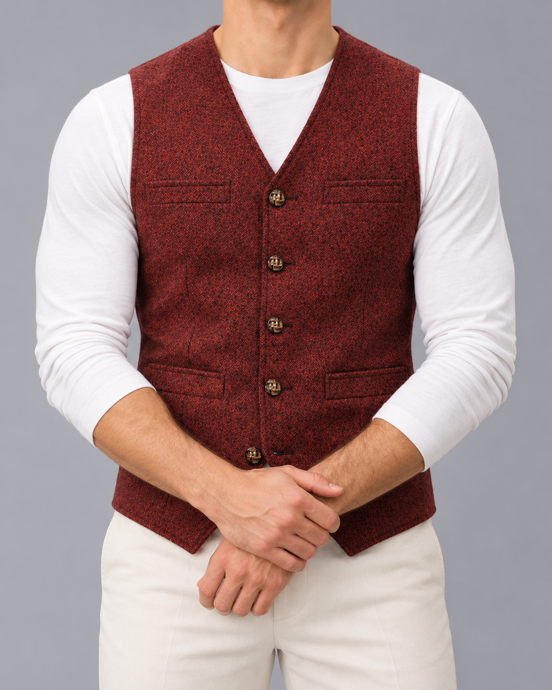 Men's Denim-Style Button-Up Waistcoat