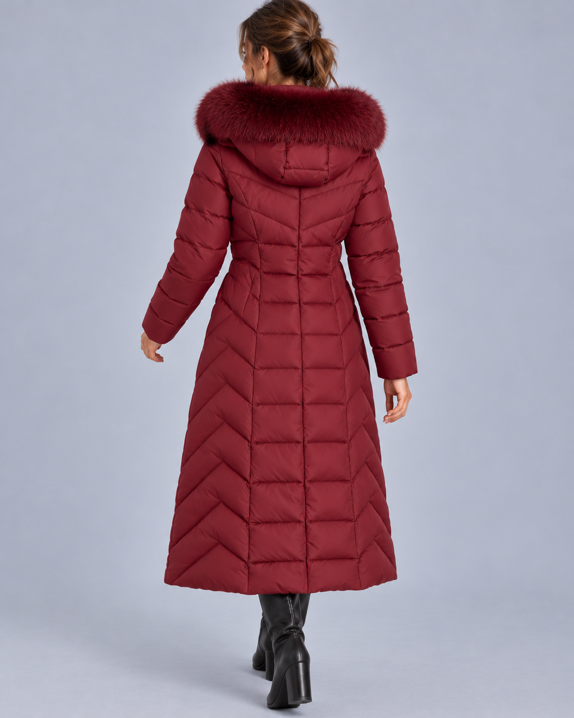 Women's Faux Fur Hooded Longline Puffer Coat