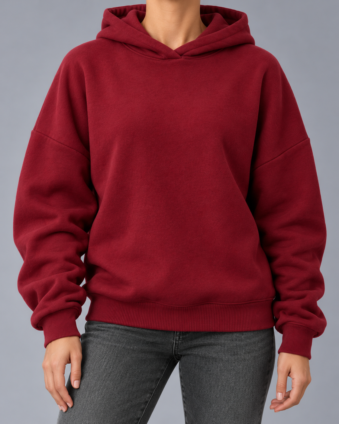 Women's Cotton Blend Fleece Hoodie with Dropped Shoulders