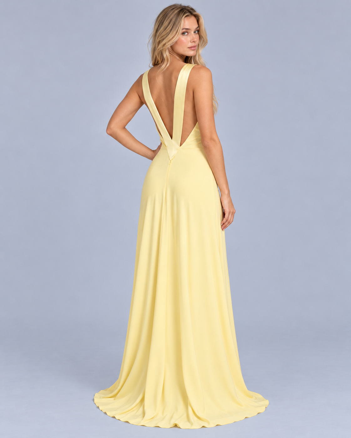 Women's Plunge Maxi Dress with Satin Straps