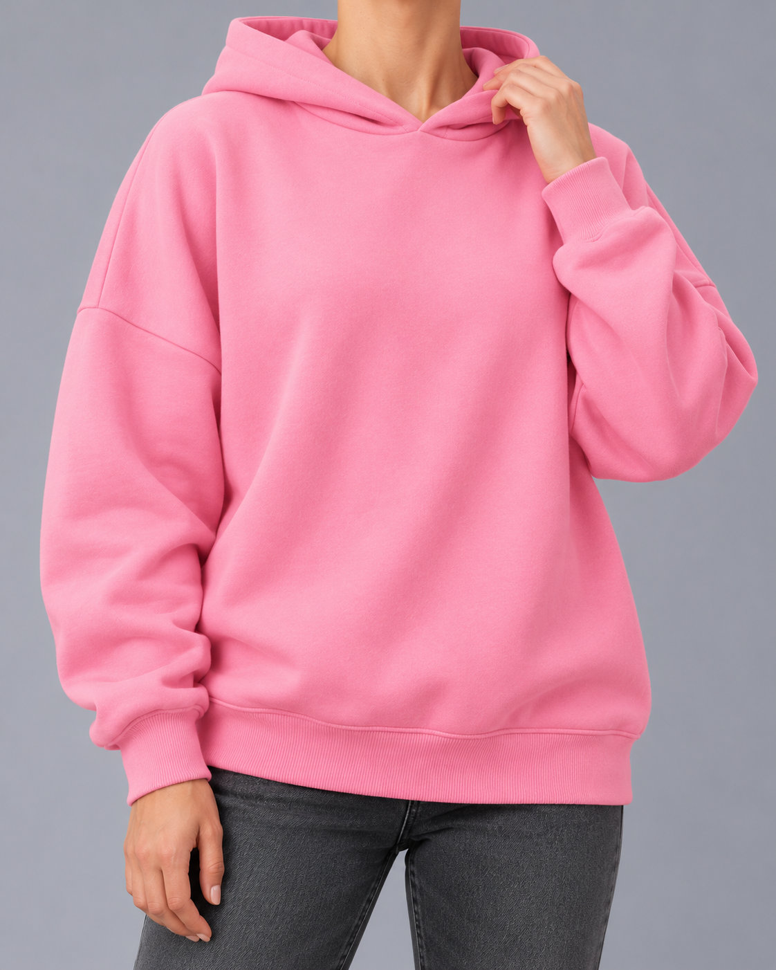 Women's Cotton Blend Fleece Hoodie with Dropped Shoulders