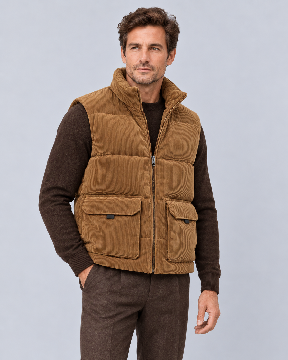 Men's Corduroy Fleece-Lined Gilet | Warm Padded Bodywarmer