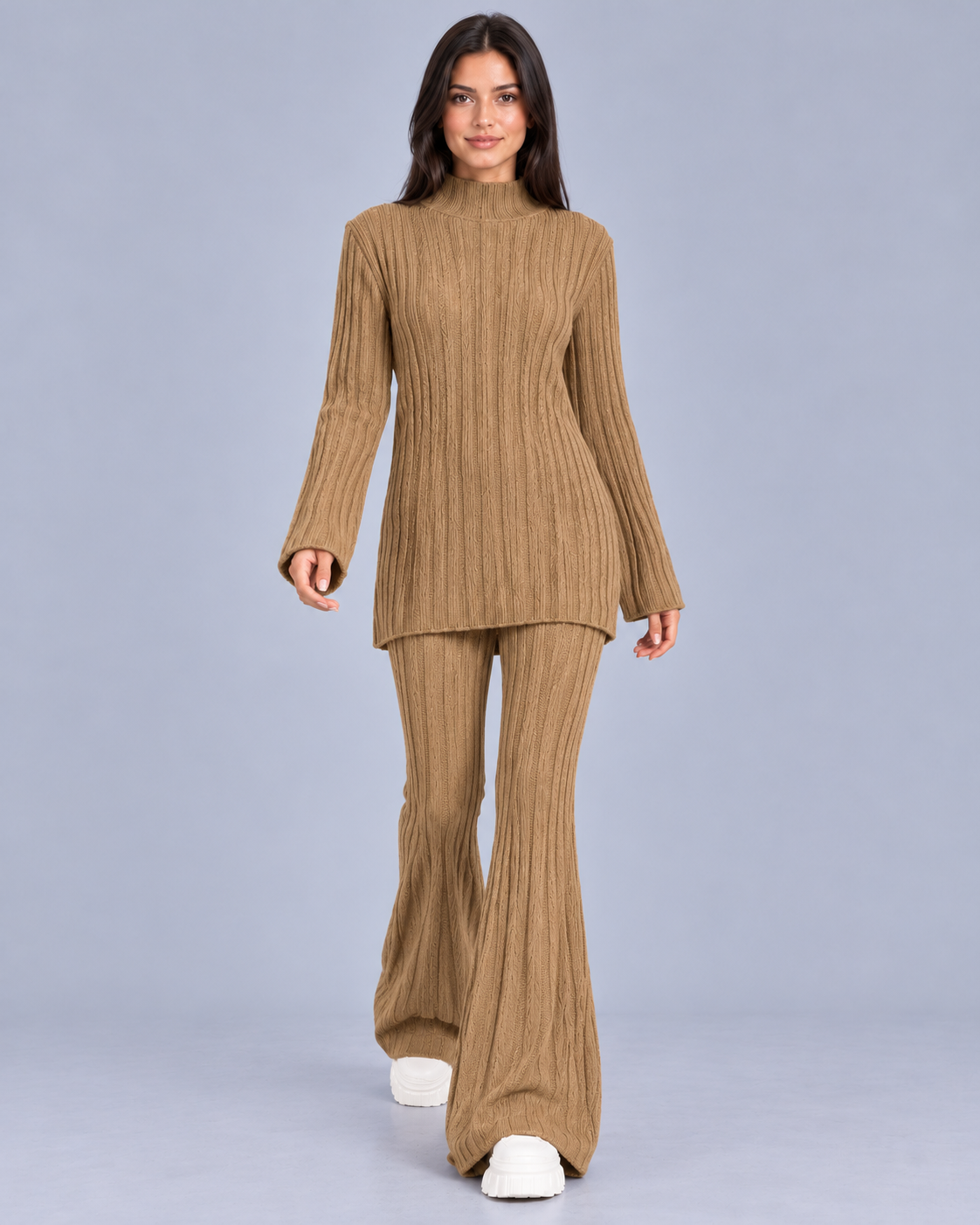 Women's Ribbed Knit Co-Ord Trouser Set
