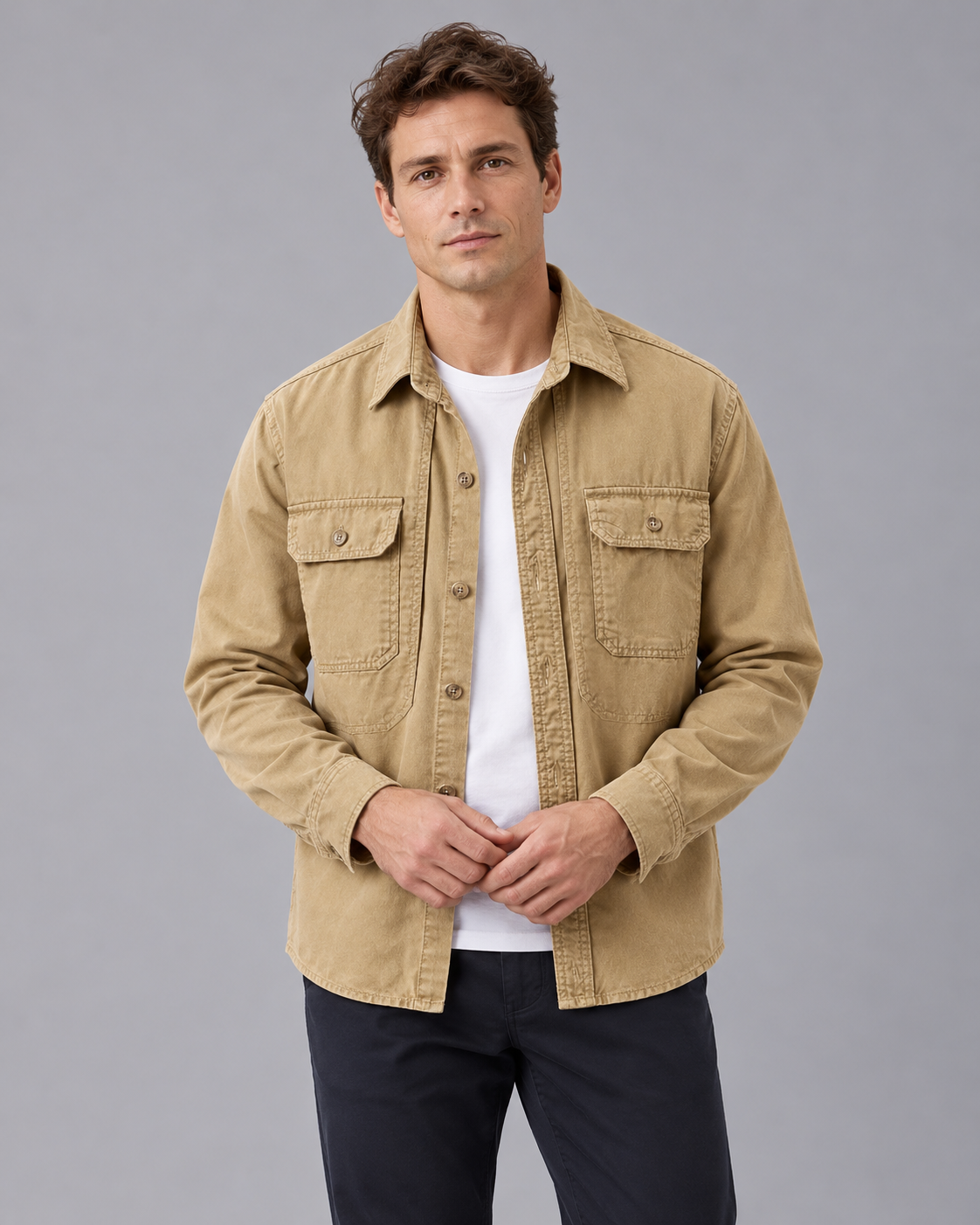Men's Utility Overshirt with Flap Pockets