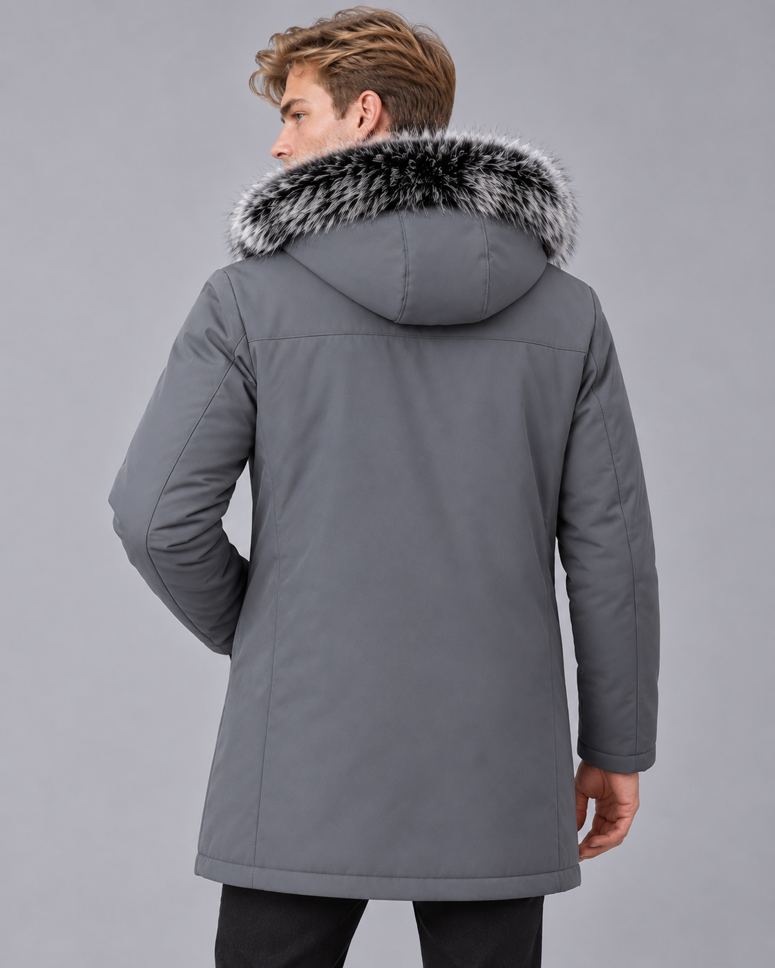 Men's Parka Long Jacket | Fleece Lined with Fur Hood