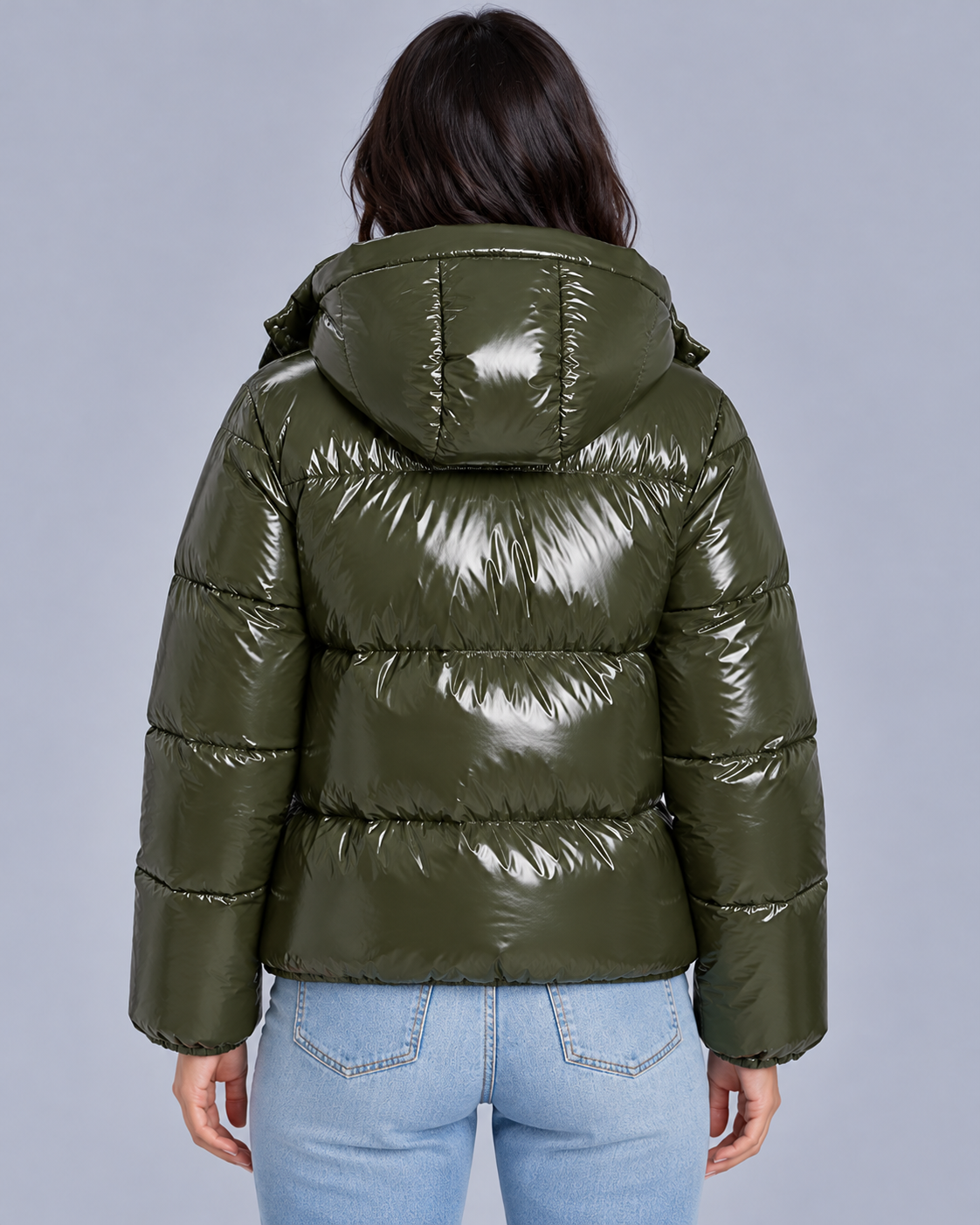 Women's Glossy Cropped Puffer Jacket | 100% Weather-Resistant Coat