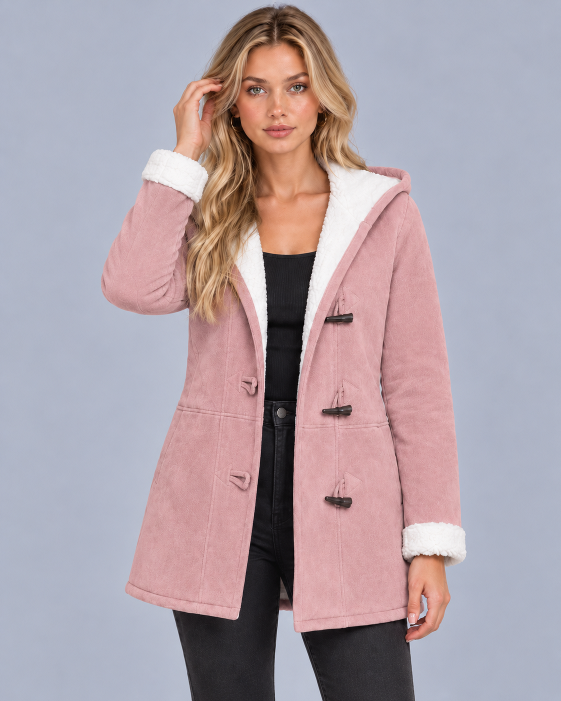 Women's Hooded Fleece-Lined Toggle Coat