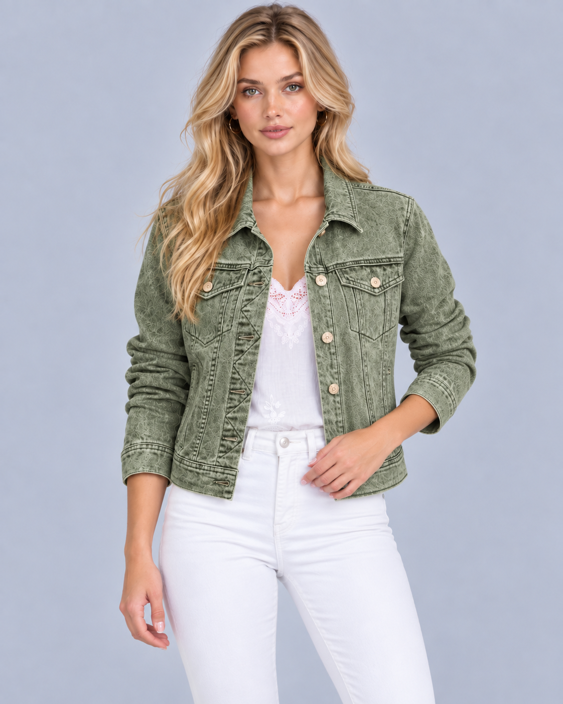 Women's Stretch Denim Jacket | Western-Style Button-Up Jacket