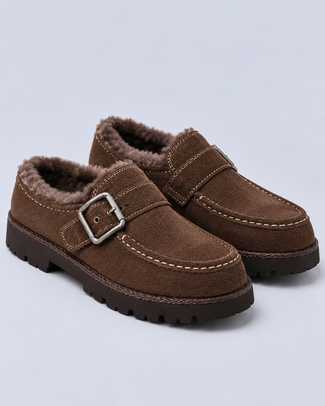Women's Lined Faux Suede Buckle Clogs