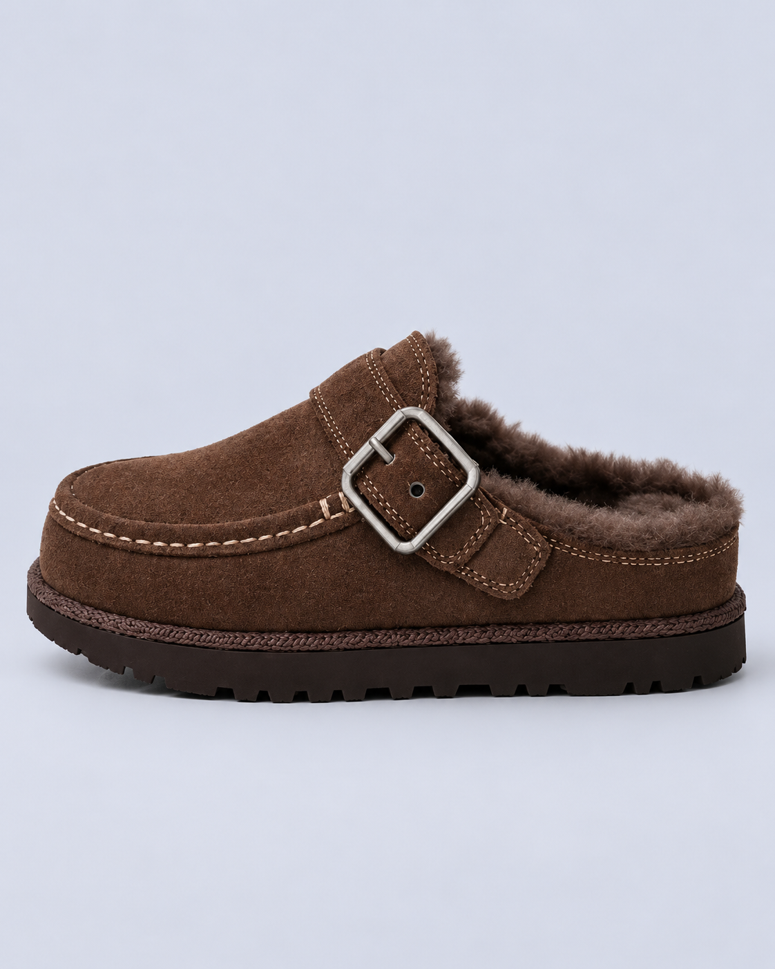 Women's Lined Faux Suede Buckle Clogs