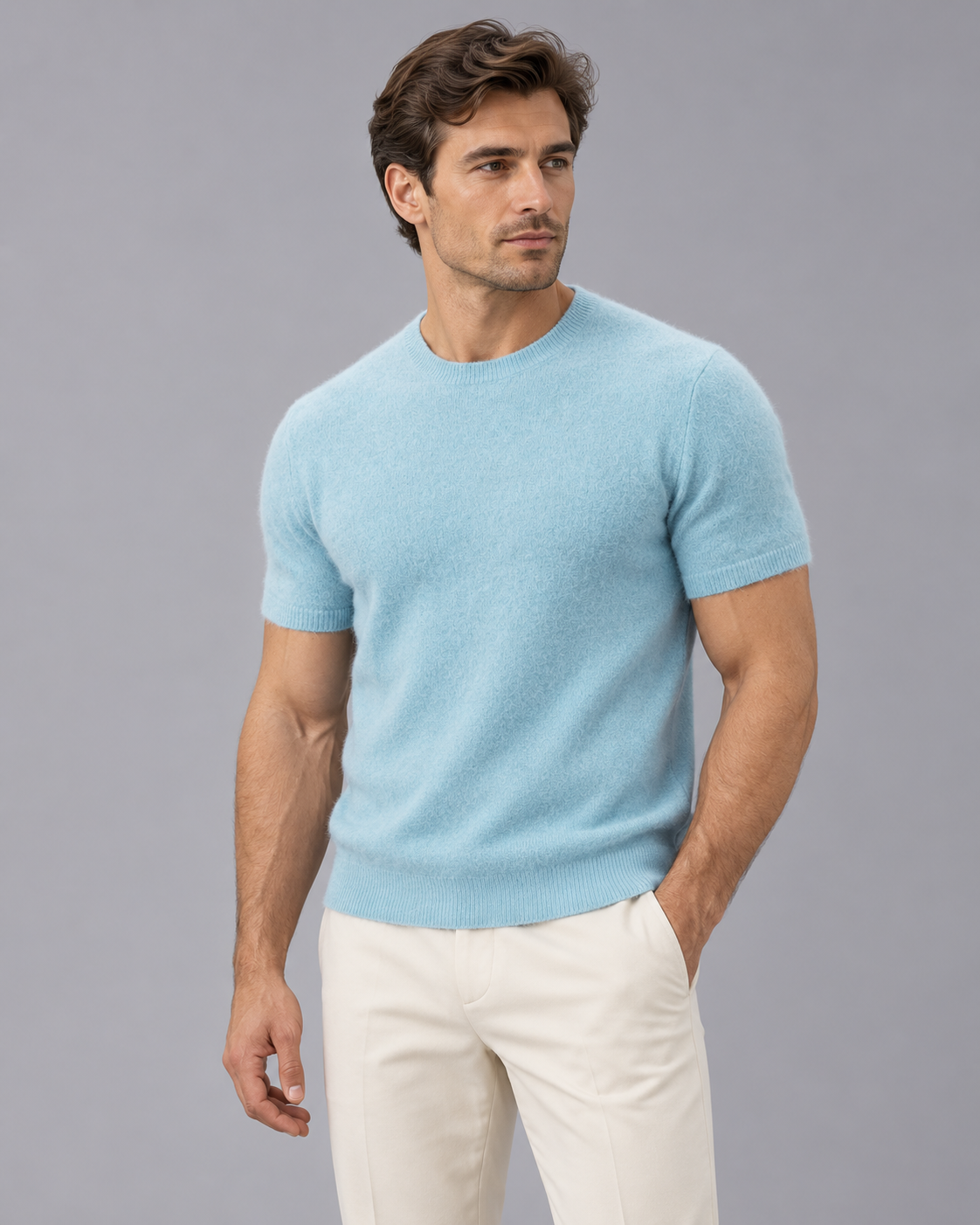 Men's 100% Cashmere T-Shirt | Lightweight Elegant Breathable Tee