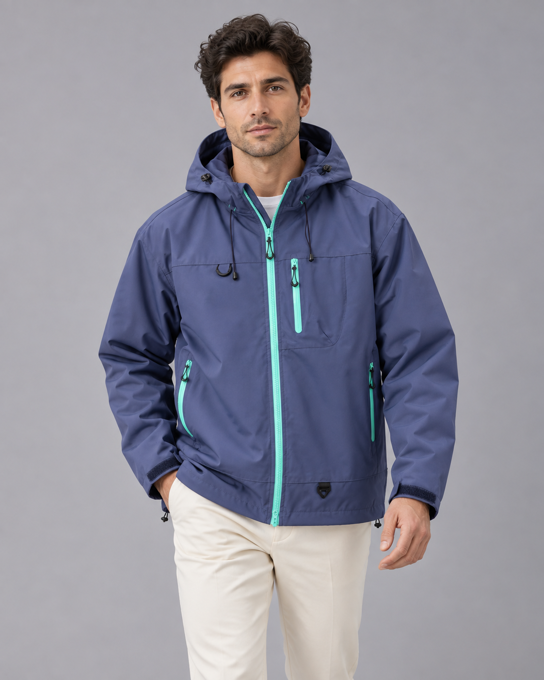 Men's Waterproof raincoat Jacket | Water-Resistant Windbreaker with Adjustable Hood