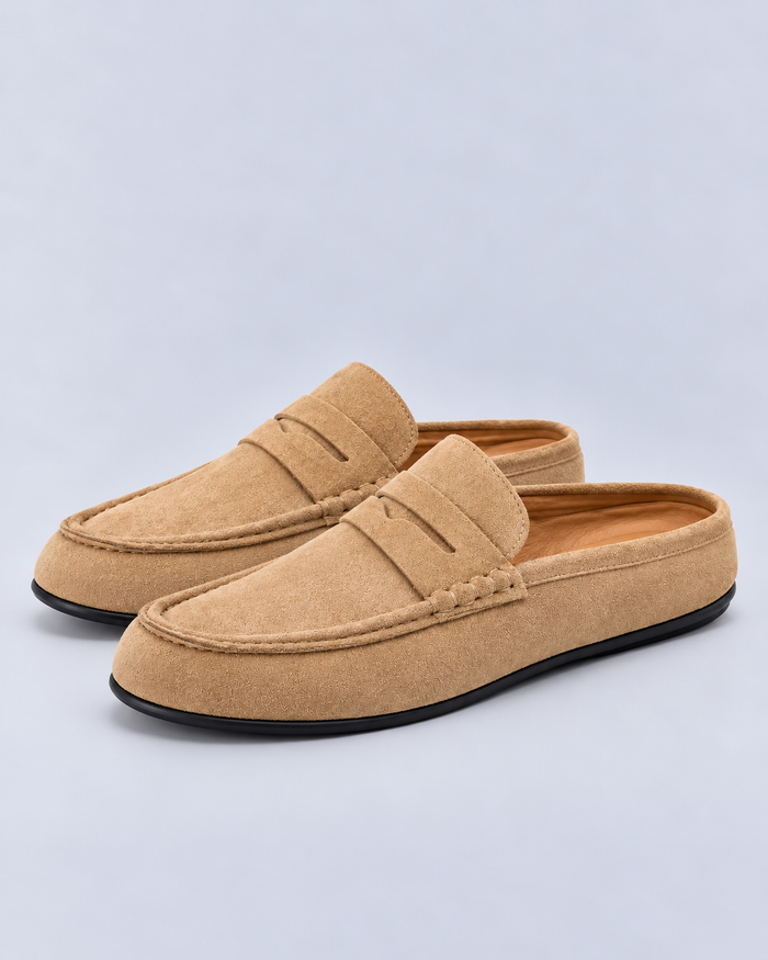 Men's Suede-Look Backless Loafers | Slip-On Mule Shoes
