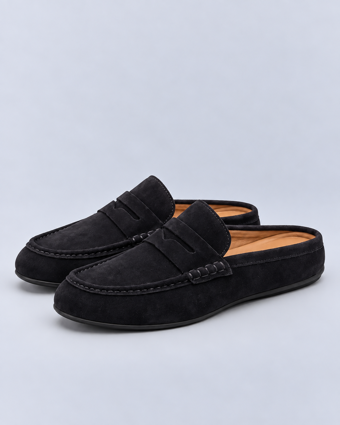 Men's Suede-Look Backless Loafers | Slip-On Mule Shoes