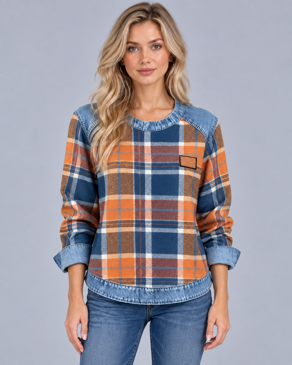 Women's Soft Cotton Sweatshirt | Stylish Patchwork Pullover